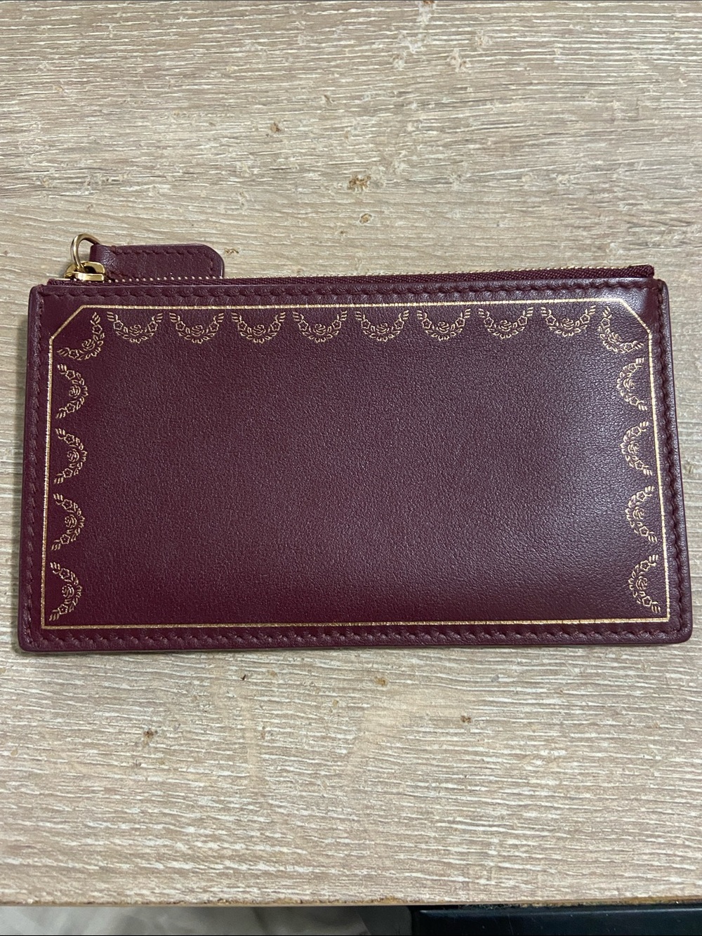 Cartier Red Leather Guirlande de Cartier Zipped Card Holder